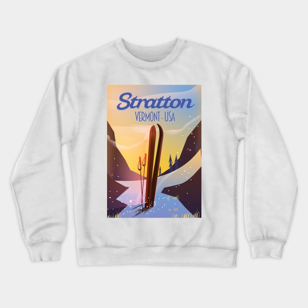 Stratton Vermont USA ski poster Crewneck Sweatshirt by nickemporium1